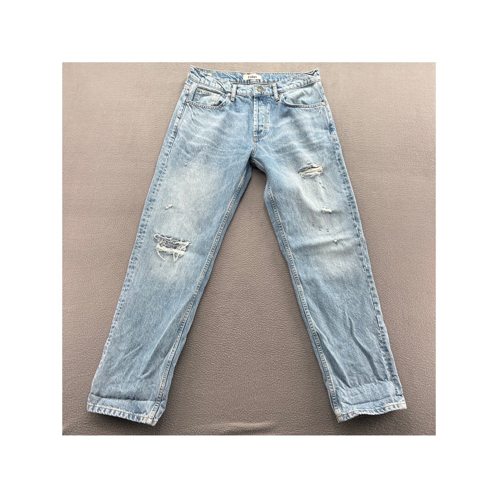 FSBN Jeans Mens 32x32 Loose Fit Light Wash Blue Straight Leg Button Fly